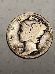 1919-P Mercury Dime~Good~Starting To Tone~FAST FREE SHIPPING #1