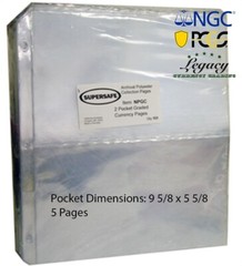 5 Archival 2 Pocket Album Pages For Large Currency Certified PMG PCGS Bill Clear