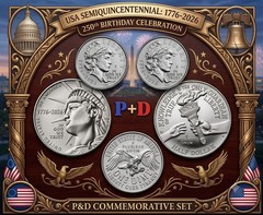 Semiquincentennial 250th Anniversary Half Dollars and Dime P/D Set/Ready to Ship
