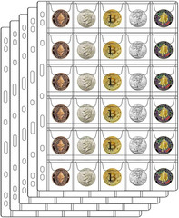 30 Pocket Coin Collection Pages 5 Sheets 9-Hole Binder Coin Sleeves Holder PVC