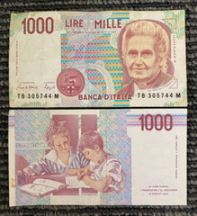Italy 1000 Lire 1990 Banknote World Paper Money Circulated