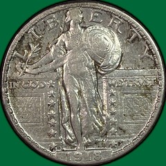 1918-D Standing Liberty Quarter Almost Uncirculated AU Coin #42527