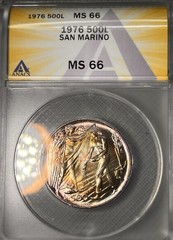 1976 500L SILVER San Marino MS 66 STUNNING TONING!!! #0756