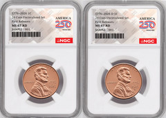 2 Coin set, 1776-2026 P & D Lincoln Cent , NGC MS 67 RD FR, 250 Flag Presale