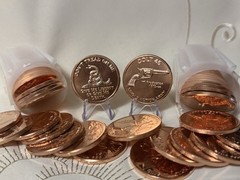 2 TUBES-(40)-“COLT 45 & DON’T TREAD ON ME” -1oz Copper Coins, .999 Fine USA Made