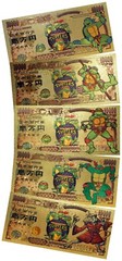 Lot of 5 Teenage Mutant Ninja Turtles TMNT Gold Foil Notes Set XS03