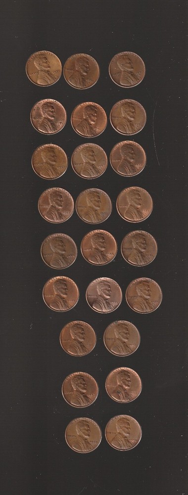 1950 to 1958 / P + D +S / AU LINCOLN CENT 24 PC SET ~ALMOST UNC ~RS COINS
