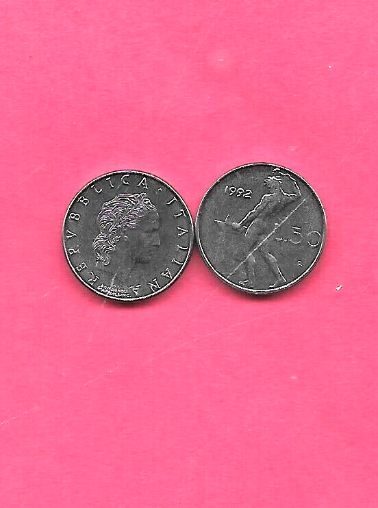 ITALY ITALIAN KM95.2 1992 50 LIRE UNCIRCULATED-UNC MINT-BU OLD VINTAGE COIN