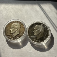 Two 40% Silver PROOF Eisenhower Dollar – 1972 and 1976 Bicentennial