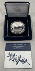 2020 PROOF SILVER END OF WORLD WAR II 75TH ANNIVERSARY ORIGINAL BOX & COA