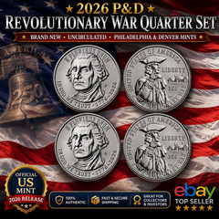 🇺🇸🗽(2-Coins) 2026 P&D Revolutionary War Uncirculated Quarters 🇺🇸2️⃣5️⃣0️⃣!