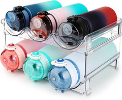 Water Bottle Organizer for Cabinet, Water Bottle Storage Organizer, 2 Packs Wate