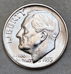 ✅1955-S Roosevelt Dime 90% Silver UNCIRCULATED 10c Coin From OBW Roll
