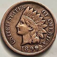 1899 Indian Head Cent Sharp Detail Scratch On Last 9 In Date Nice Reverse BN905