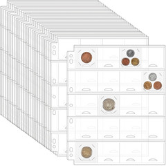30 Sheets Coin Binder Sheets for 2″ X 2″ Coin Flips – 600 Pockets 7 Holes Coin