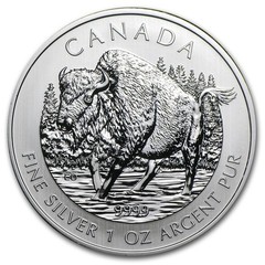 2013 Canada Silver Wood Bison .9999 Fine 1 oz $5 Canadian Wildlife Coin