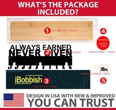 Premium Trophy Medal Display Shelf Metal Wall Mount Awards Rack Hooks