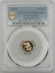 2020 UK Great Britain Gold Proof 1/4 Sovereign ~ PCGS PR 70 DCAM King George III