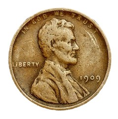 1909 P Lincoln Wheat Cent Very Good (VG) Circulated Condition 1st Year Penny 1c