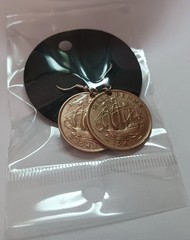 * DEAL1941 1943 HALF PENNY BRITISH COIN DANGLE DROP EARRINGS -GEORGE UNIQUE GIFT