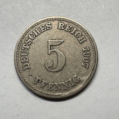 1907 Germany 5 Pfennig – Beautiful Coin – #B-017-B