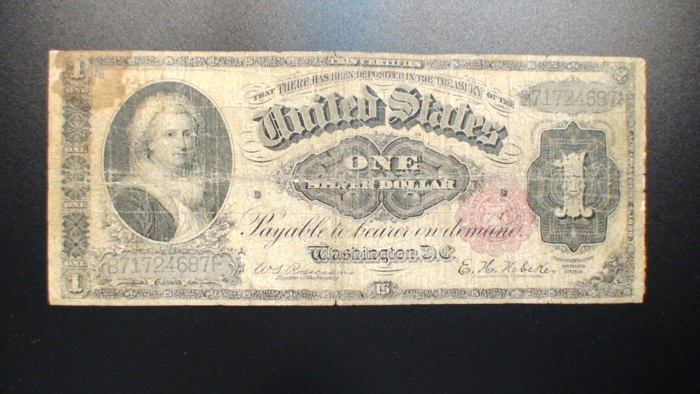 1886 One Dollar SILVER CERTIFICATE NOTE VG – FINE MARTHA WASHINGTON $1 Bill!