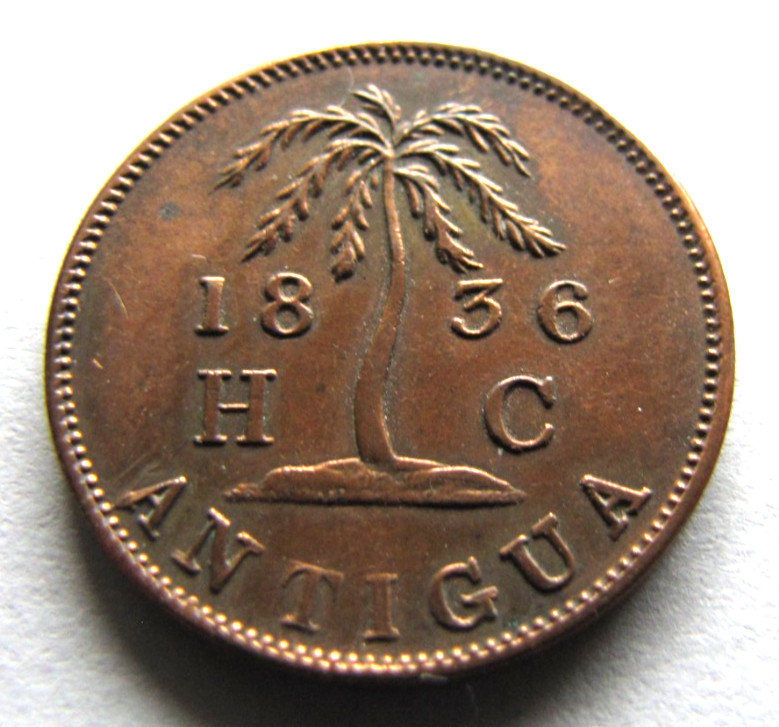 Antigua KM-Tn1 Farthing 1836 sharp, once cleaned EF. Rare grade !