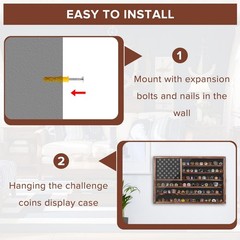 Lockable Military Challenge Coin Display Case, Wall Mount Holder with Glass Door