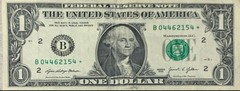 $1.00 Dollar Bill Star Note Serial Number B04462154* 2021 Series