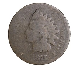 1875 FULL DATE Indian Head Cent Penny CULL / AG / HOLE FILLER