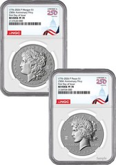 2026-P Morgan and Peace Dollar Reverse Proof Two-Coin Set NGC PF70 First Day of