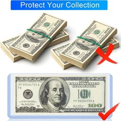 30 Pack Dollar Bill Sleeves, 6.8″ x 2.9″ Clear Hard Plastic Currency Holders for