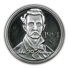 Vintage 1991 Marshall Mint Silver King John W. Mackay 1 oz .999 Silver Round