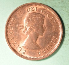 1957 1 Cent Canada 🇨🇦 Copper Penny – INV# Z-216