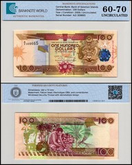 Solomon Islands 100 Dollars, 2009, P-30a.2, UNC, Authenticated Banknote