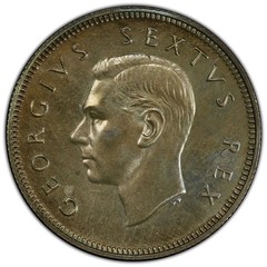 South Africa, 1950 George VI 2 Shillings. PCGS PR 66. 500 Proof Mintage