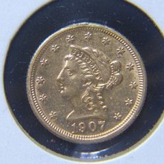 1907 $2.50 Liberty Gold Piece – Au Detail – Mount Removed