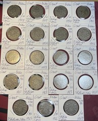 Great Britain 1948 – 1967 Florin / 2 Shillings 19 Coin Lot, Complete Collection