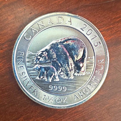 Royal Canadian Mint 2015 Canadian Wildlife .9999 Silver 1.5 oz $8 Polar Bear