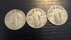 Lot 0f 3 Standing Liberty Silver Quarters 1927 1928 1929