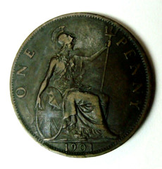 1901 UK GREAT BRITAIN ONE PENNY COIN KM#790