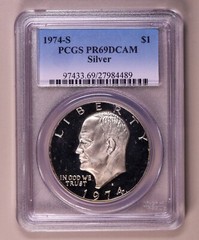 1974-S Silver Ike Dollar PCGS PR69DCAM ***RARE PROOF 40% SILVER DOLLAR***