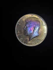 1969-S Kennedy Half Dollar – 40% Silver Beautiful Rainbow Toning On Both Sides
