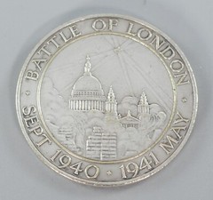 VINTAGE SILVER PLATE BATTLE OF LONDON 1940-1941 1944 MEDAL by PINCHES