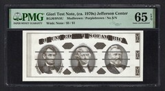 Giori Test Note,(ca. 1970s) Jefferson Center “Without Wmk” Uncirculated Grade 65