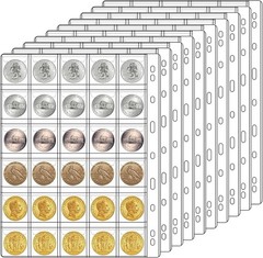 10 Sheets 30-Pocket Coin Collecting Binders Pages, Coin Collection Supplies C…