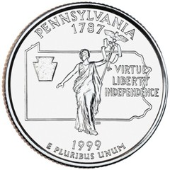 1999 Pennsylvania D Quarter. Uncirculated From US Mint roll.