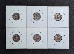 1994D,95P,96D,96D,97D,97D Roosevelt Dimes AU++/Unc Lot 26D02 FREE SHIPPING!