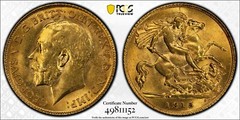 1915 1/2 Sovereign Gold Coin S-4006 Great Britain MS63 Geogivs V Gnumismatist