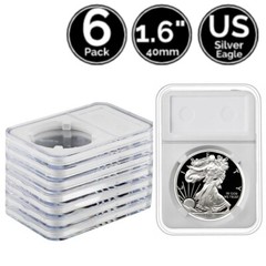 6 Pack 40mm Slab Coin Snap Holders US Silver Eagle / Flexible Variation Options
